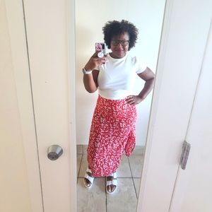 Floral high adjustable slit skirt
